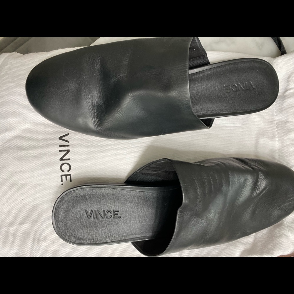 Vince Leather Mule Slides